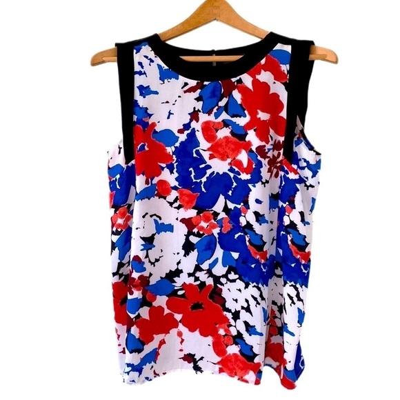 🌸Vince Camuto floral blouse red white and blue - Picture 1 of 9